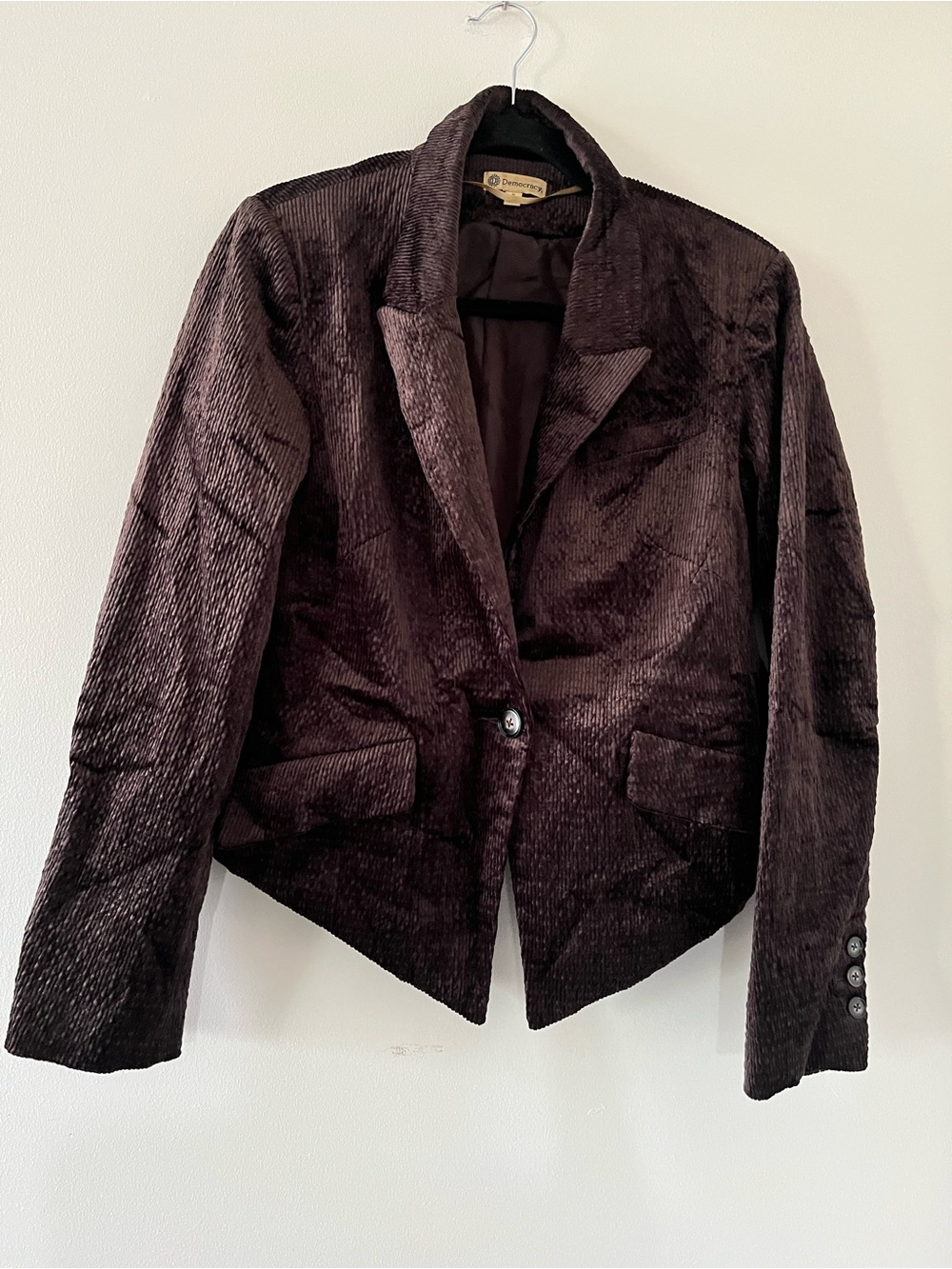 Democracy Brown Velvet Corduroy Blazer Small Western Equestrian Riding Preppy
